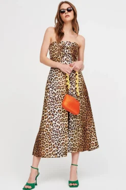 Abito bustier animalier