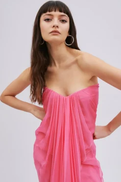 Abito bustier fucsia