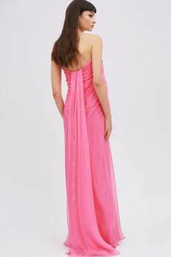 Abito bustier fucsia