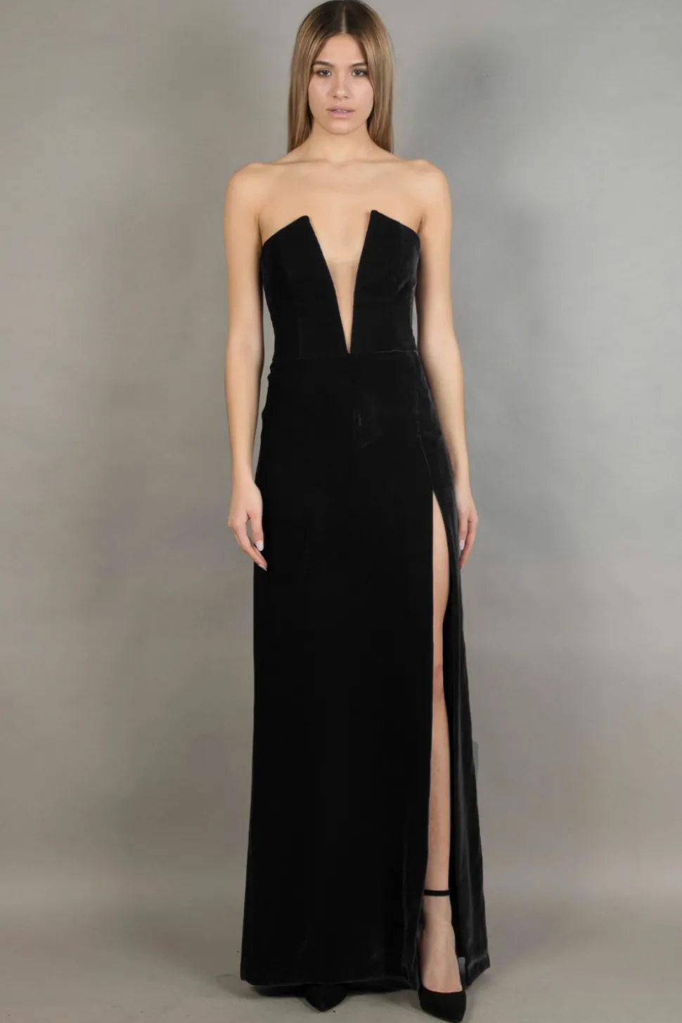 Abito bustier in velluto