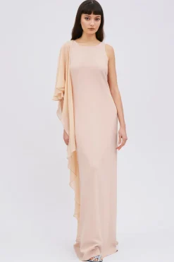 Abito cipria con chiffon