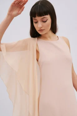 Abito cipria con chiffon