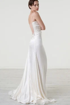 Abito con corpetto bustier e decoro posteriore