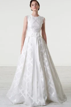 Abito da sposa in organza di seta a quadri