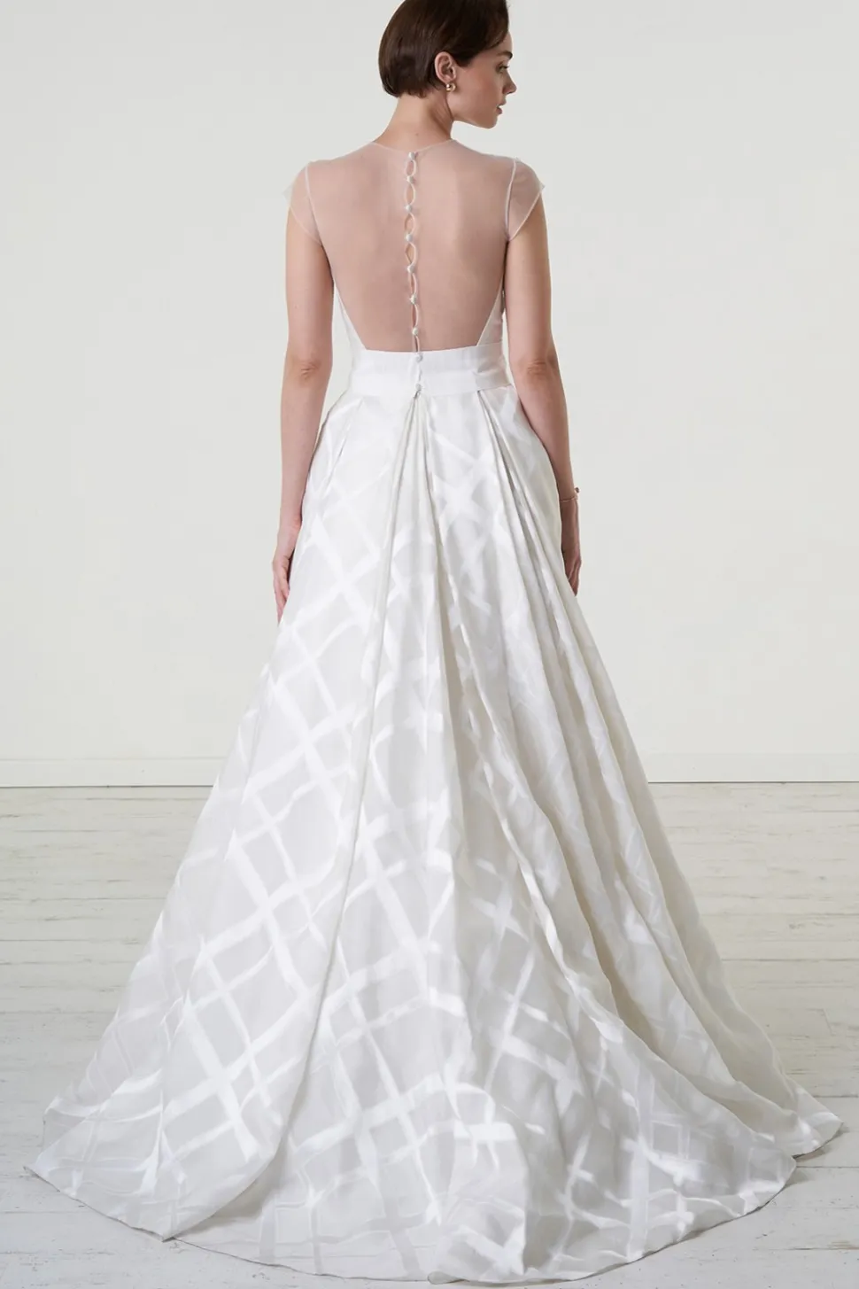Abito da sposa in organza di seta a quadri