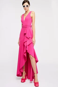 Abito fucsia con rouches