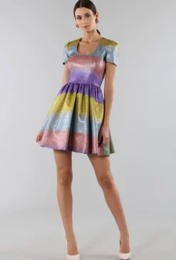 Abito glitterato multicolore