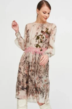 Abito in chiffon di seta con motivo floreale