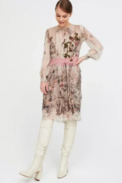 Abito in chiffon di seta con motivo floreale