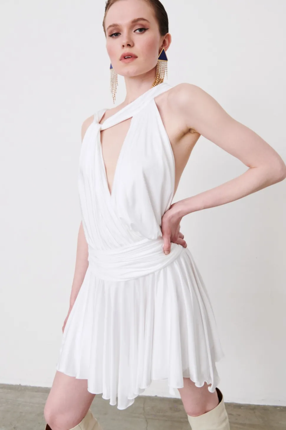 Abito in jersey satin ruche