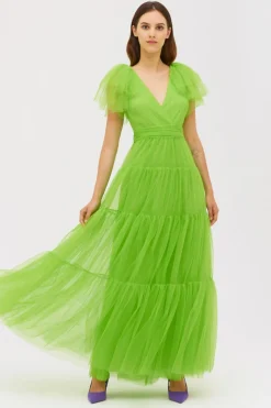 Abito in tulle verde fluo