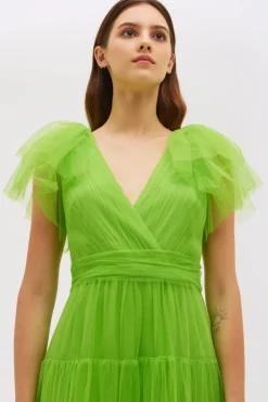 Abito in tulle verde fluo