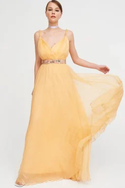 Abito pesca in chiffon di seta