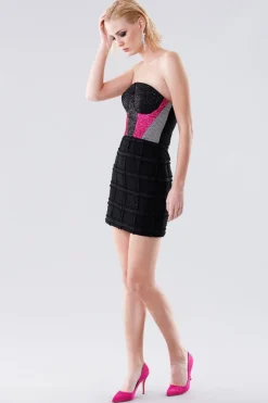 Bustier corto con decorazioni in tessuto