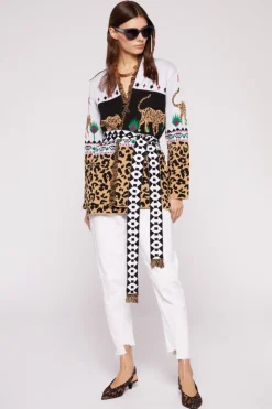 Cardigan animalier bianco