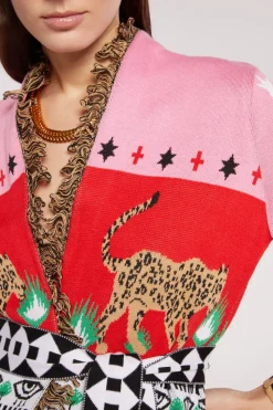 Cardigan animalier rosa