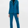 Completo giacca e pantalone turchesi in satin
