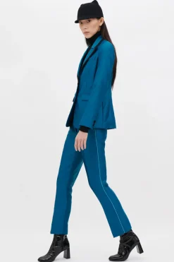 Completo giacca e pantalone turchesi in satin