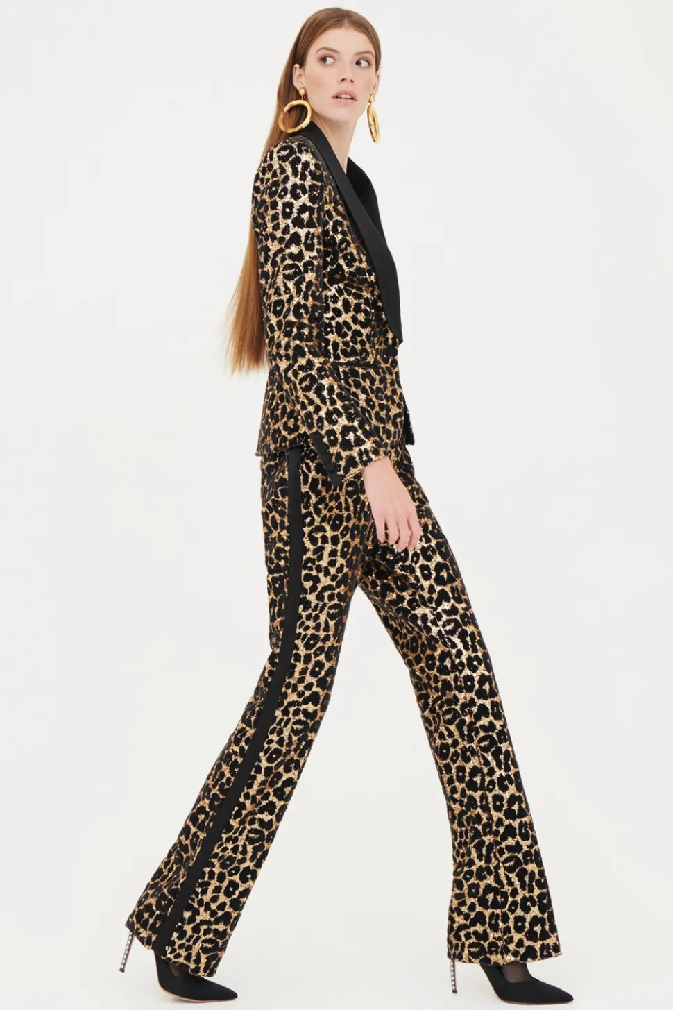 Completo in paillettes leopardato