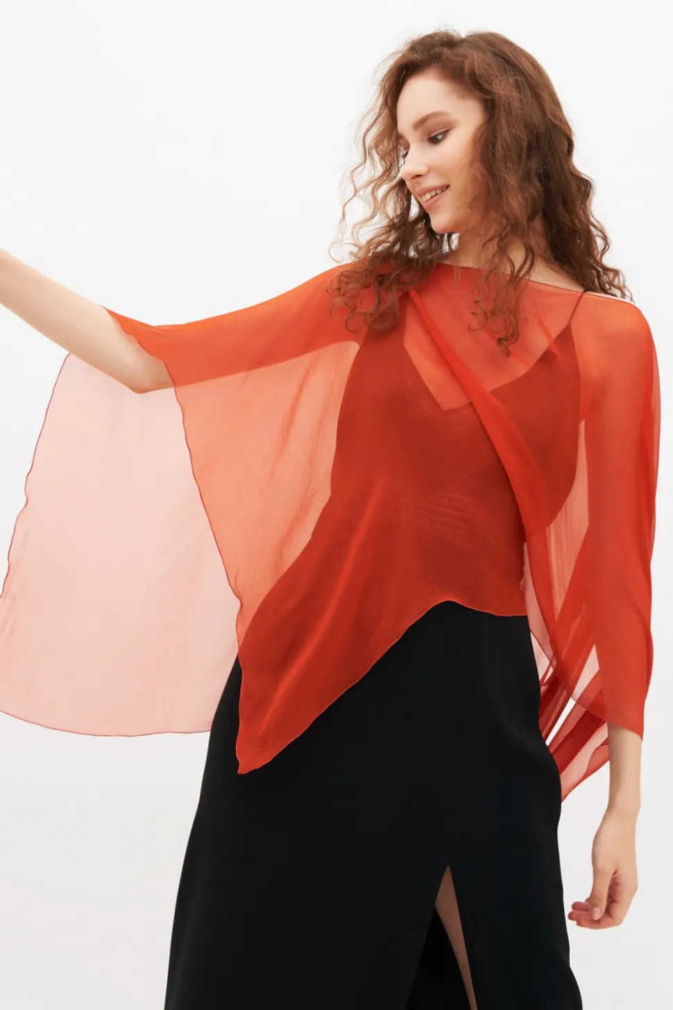 Copri abito in chiffon ruggine