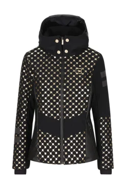 Giacca da sci nera e oro