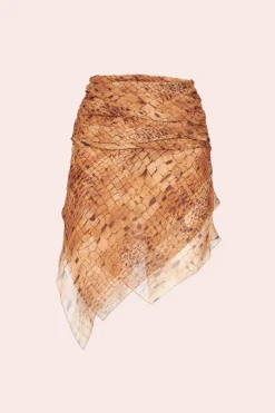 Minigonna asimmetrica in seta stampa animalier