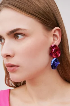 Orecchini fucsia e blu