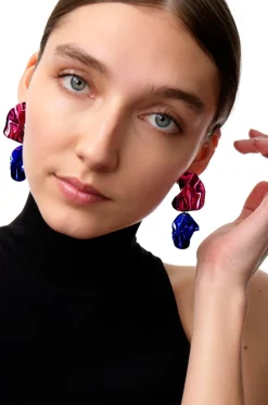 Orecchini fucsia e blu