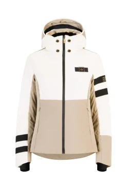 Piumino da sci beige e bianco