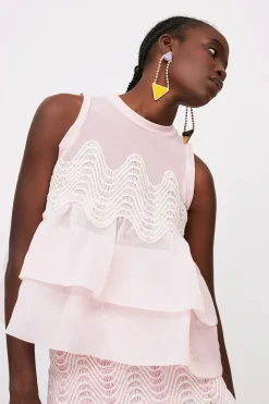 Top in organza rosa
