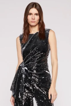 Top in paillettes blu