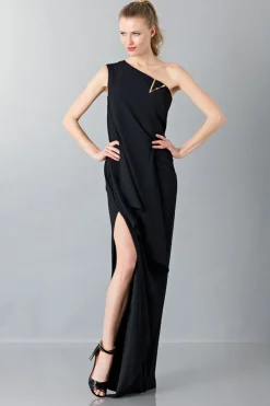 Vestito lungo monospalla nero